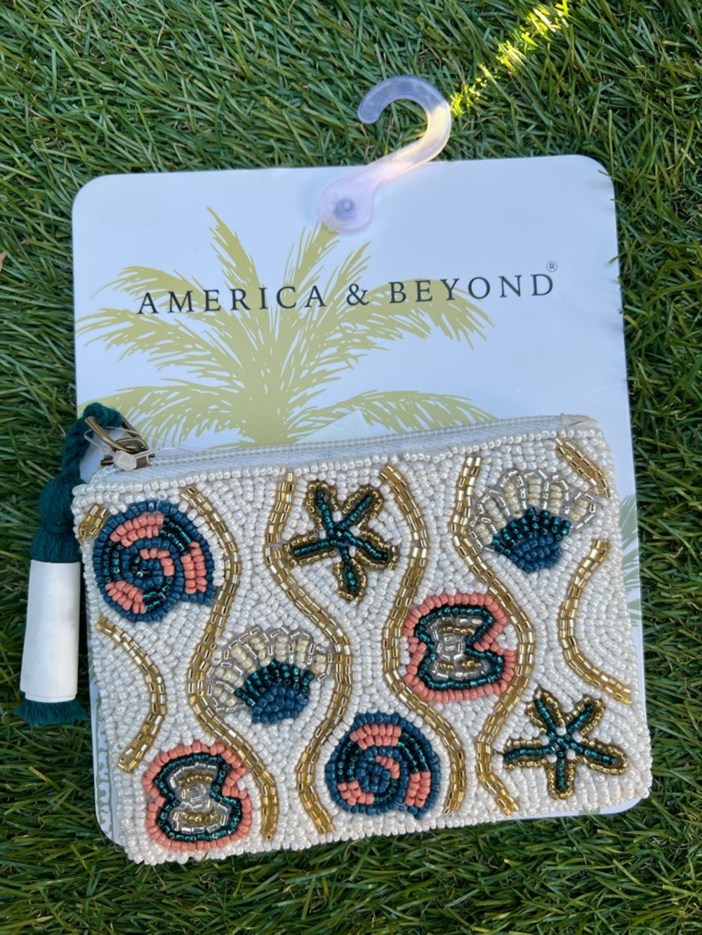 Sea Shell Beach Beaded Coin Pouch